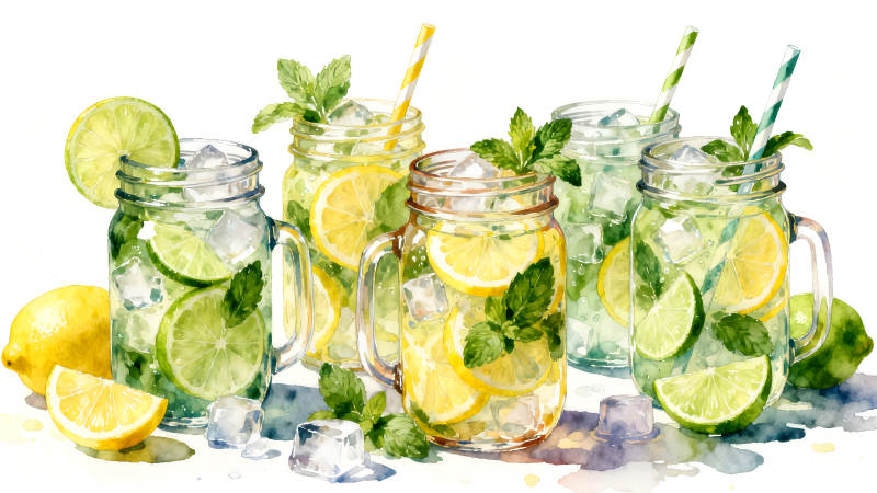 清爽夏日饮品特写-图片