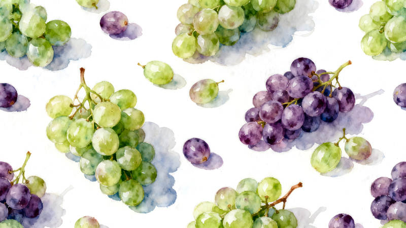 水彩葡萄图案鲜艳色彩风格清新图片