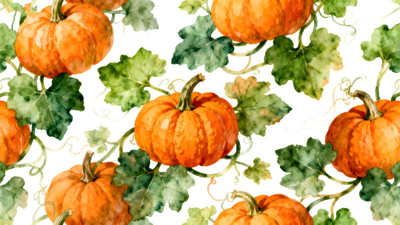 秋日南瓜叶子装饰图案-图片