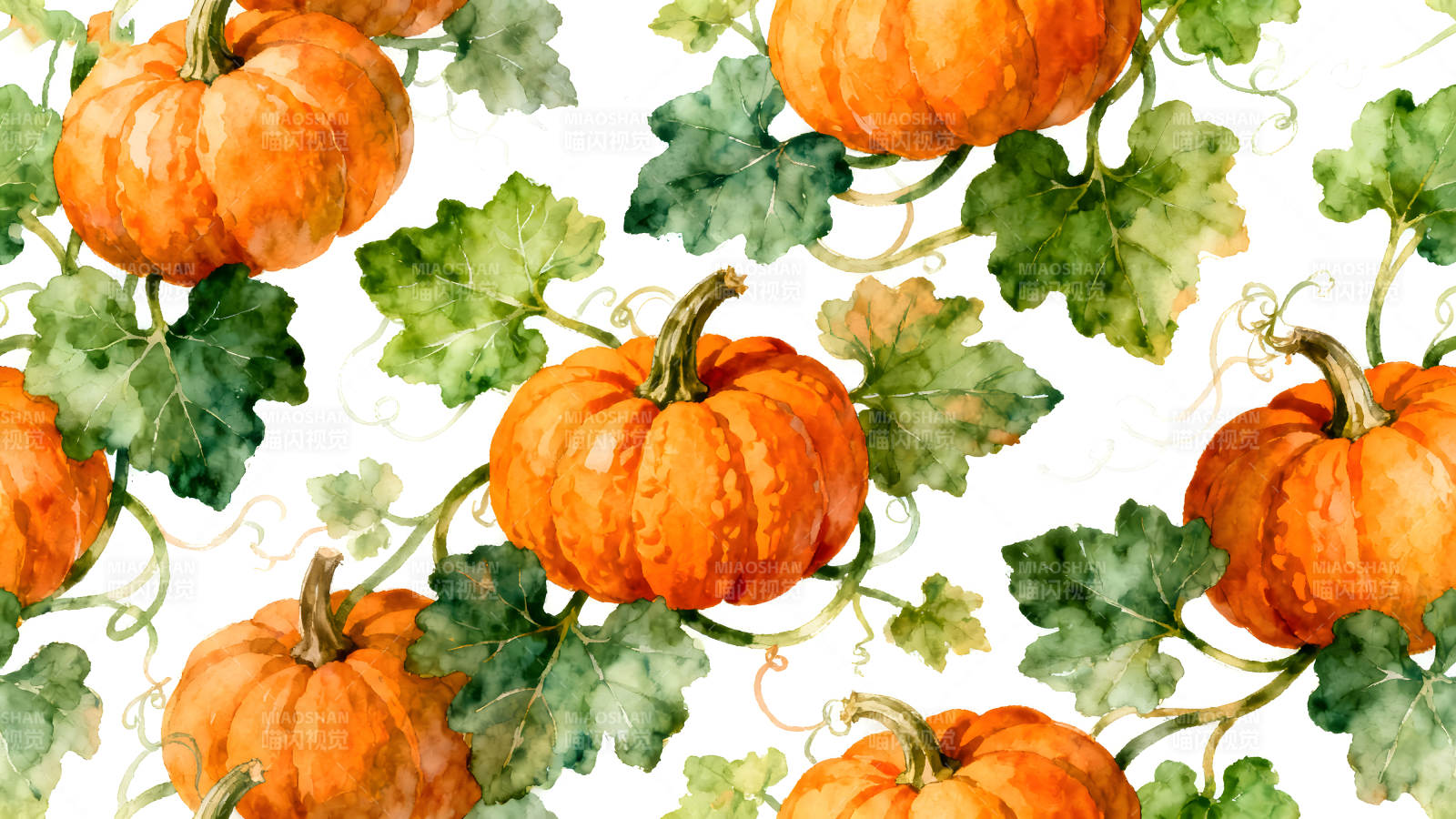 秋日南瓜葉子裝飾圖案圖片