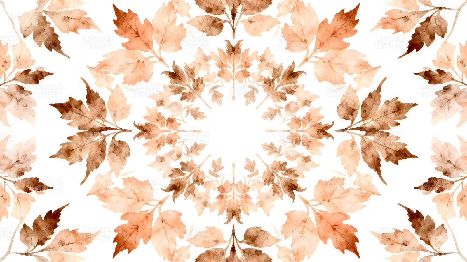 葉子水彩繪畫對稱藝術圖案-圖片