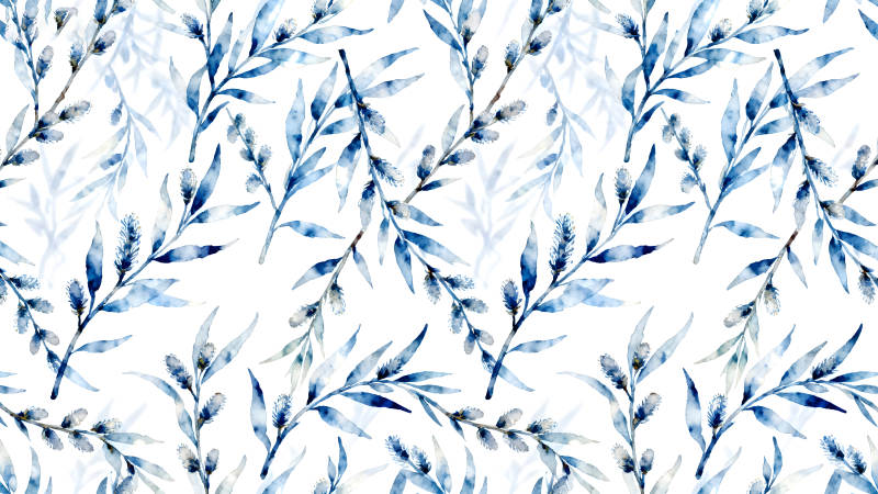 藍色的樹枝葉子圖案-圖片