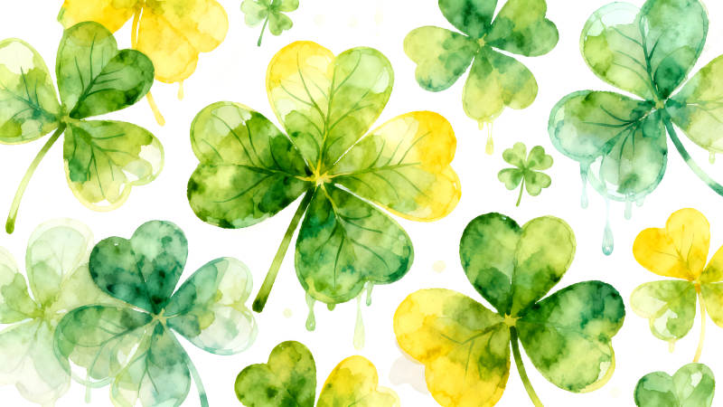 水彩三葉草圖案節日的背景-圖片