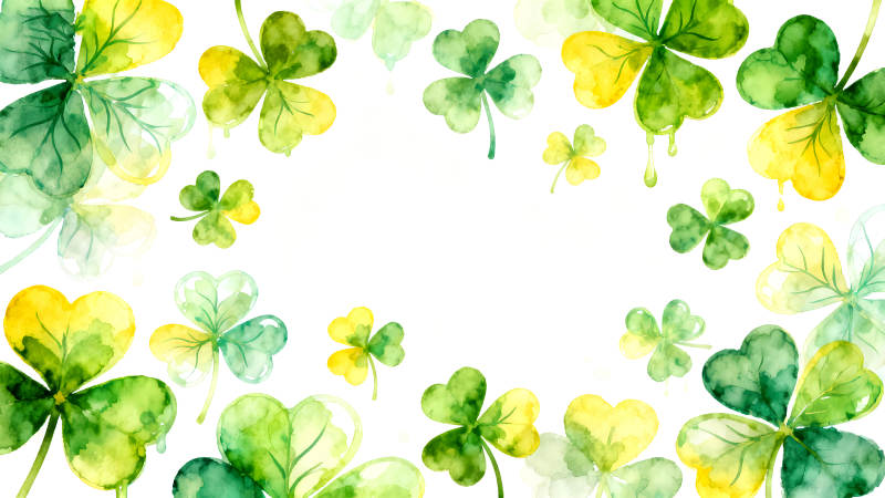 水彩風格的愛爾蘭三葉草圖案-圖片