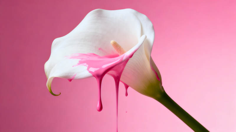 白色馬蹄蓮與粉色油漆-圖片