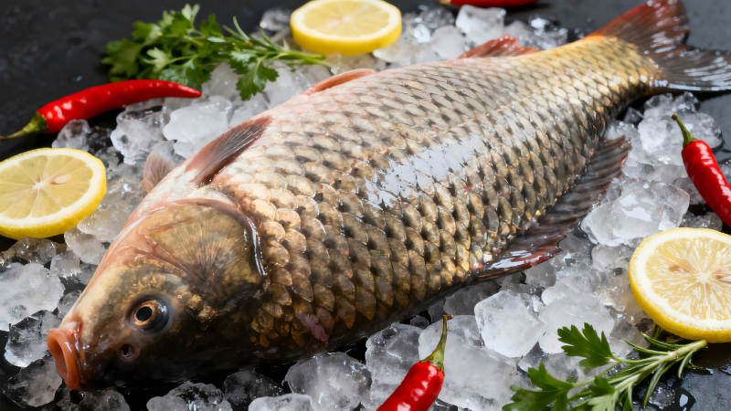 鲜鱼冰块柠檬辣椒-图片