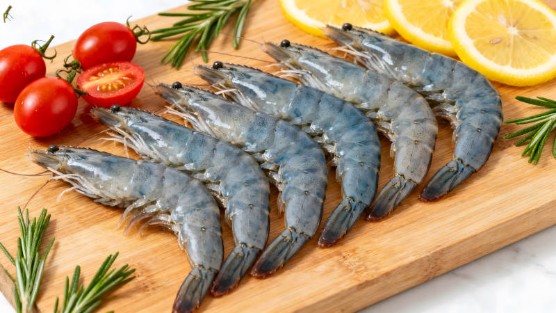 新鲜虾类食材摆拍-图片