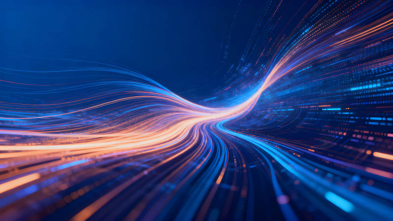 抽象线条蓝色橙色科技感图片