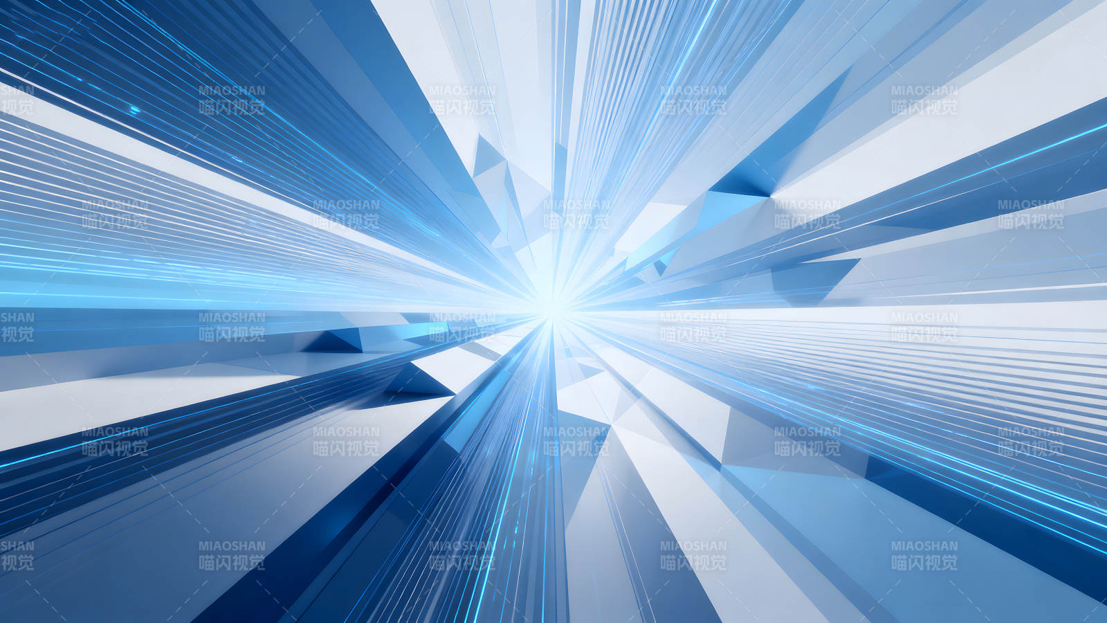 抽象蓝色光芒几何-图片