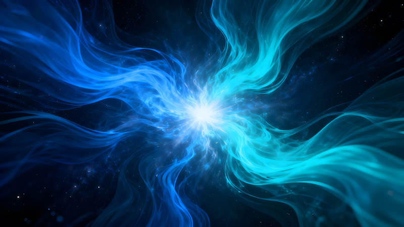 宇宙能量爆发蓝色光芒-图片