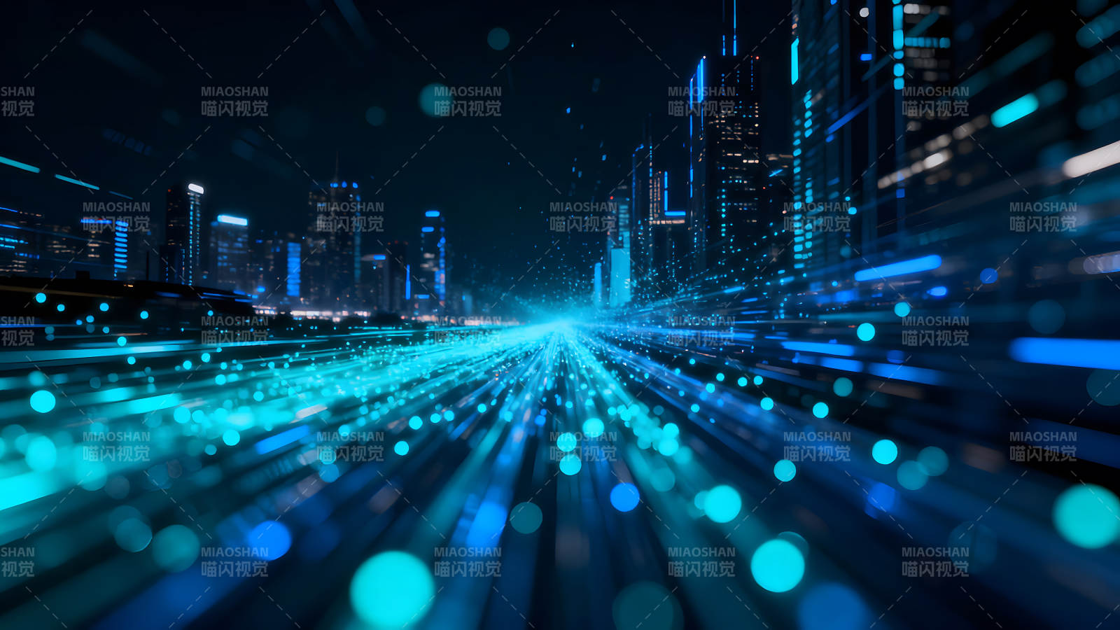 未來都市光束科技感夜景-圖片