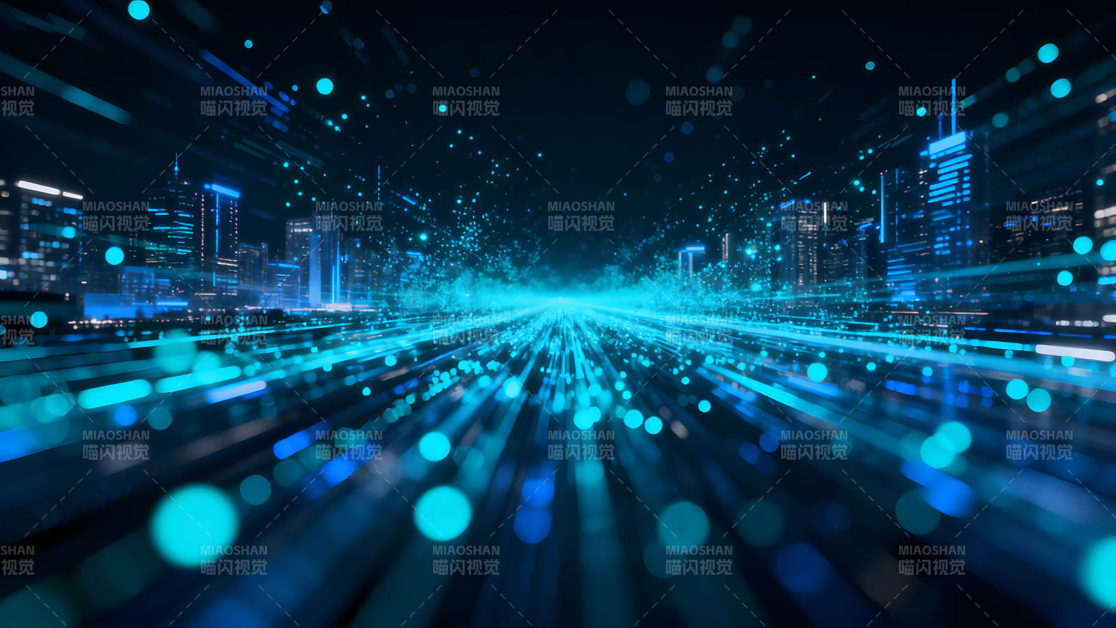 未來城市數據傳輸景象-圖片