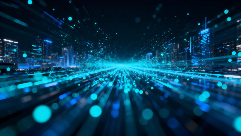 未来城市数据传输景象-图片