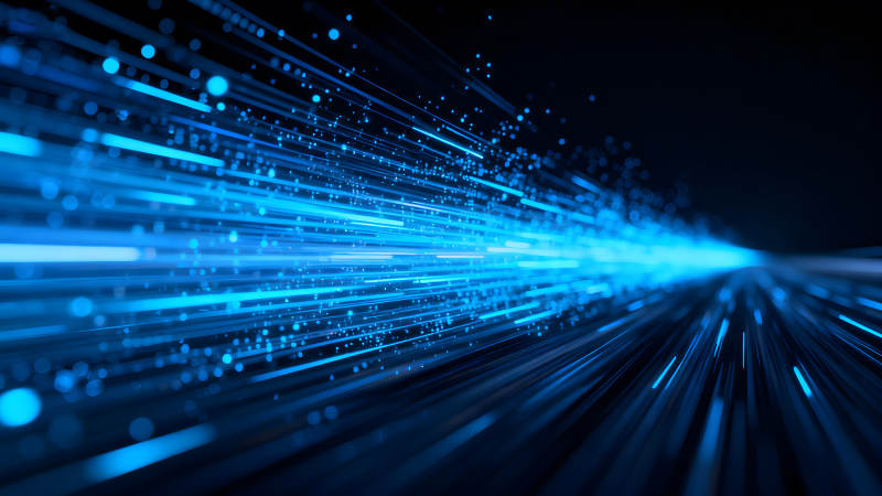 抽象蓝色光线线条构成动态科技感-图片