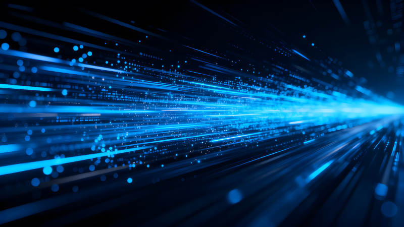 蓝色光线汇聚形成科技感-图片