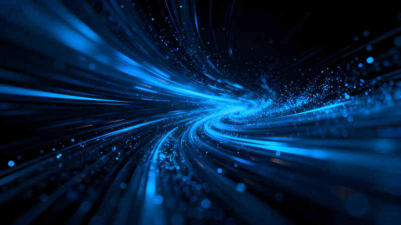 蓝色能量汇聚形成漩涡状景象-图片