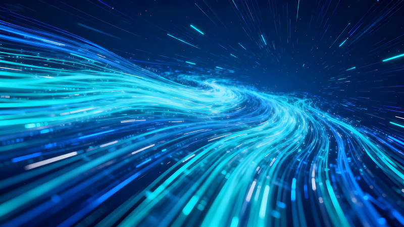 蓝色光束数据流动抽象艺术-图片