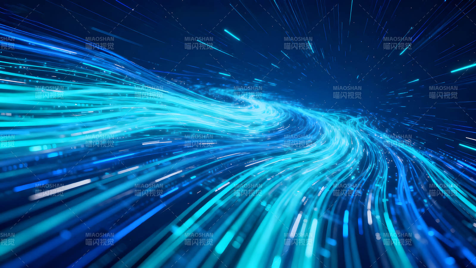 蓝色光束数据流动抽象艺术图片