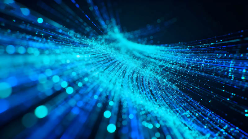 蓝色科技抽象线条流动-图片