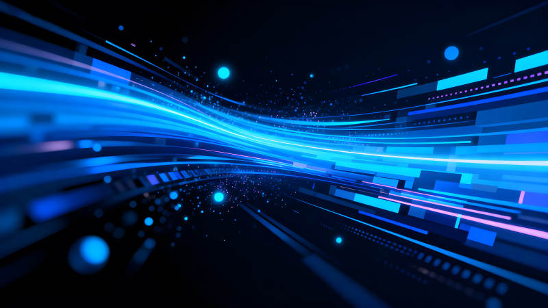 蓝色光束穿越宇宙空间科技感十足-图片