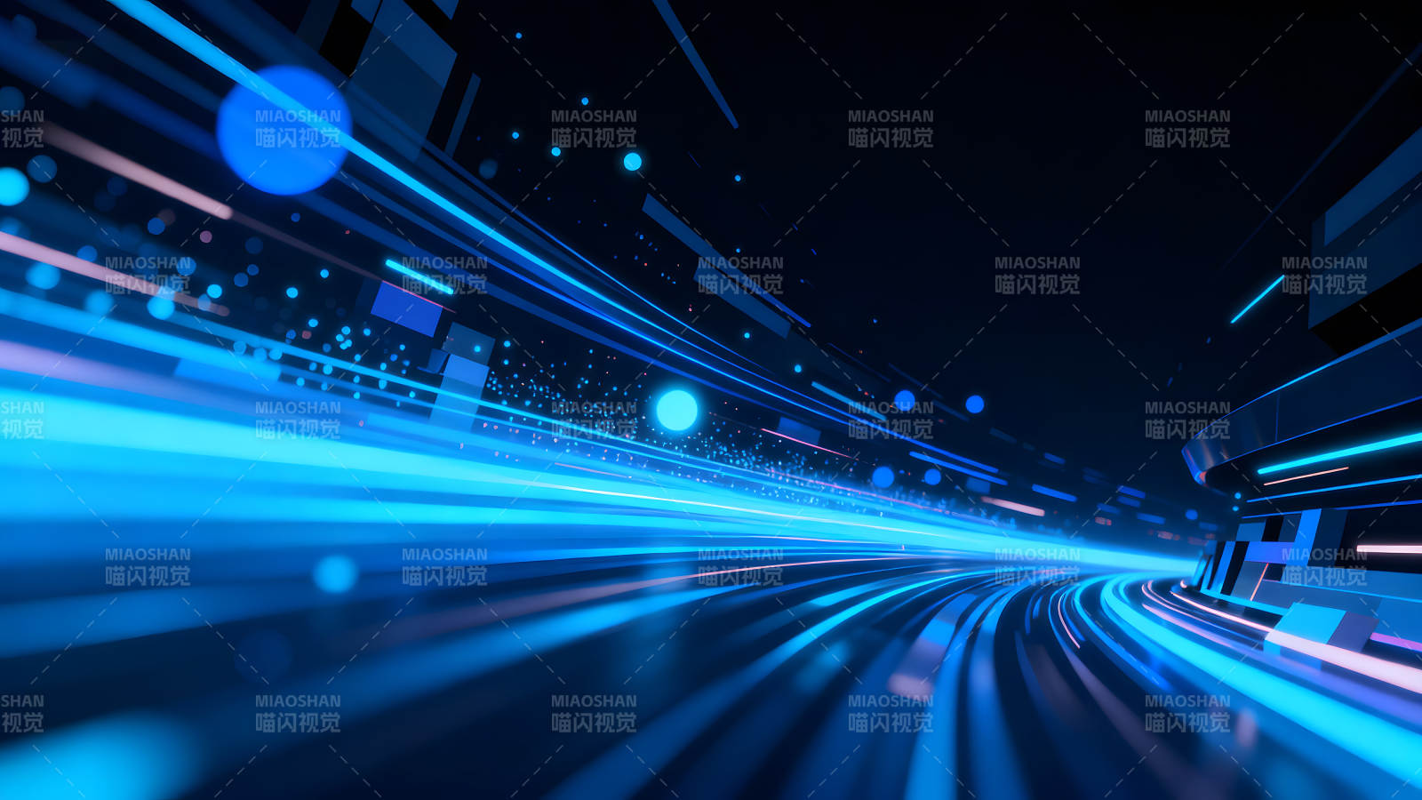 蓝色光线特效呈现速度感图片