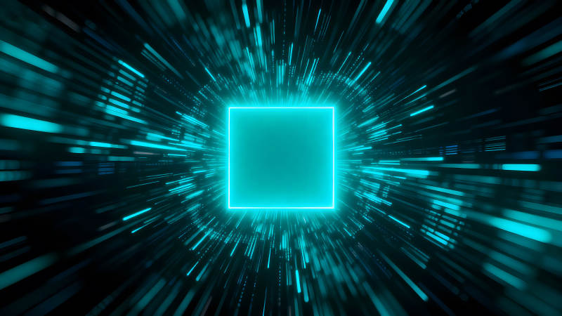 数字科技中心发射光芒的方块-图片