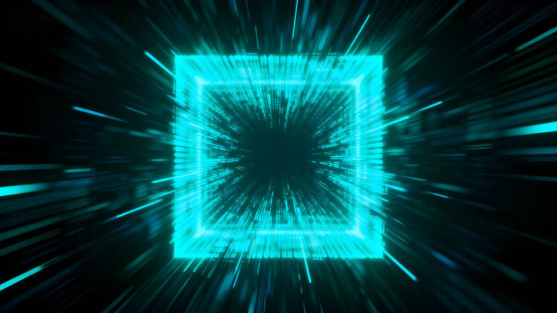 藍(lán)色光線穿梭方框之中-圖片