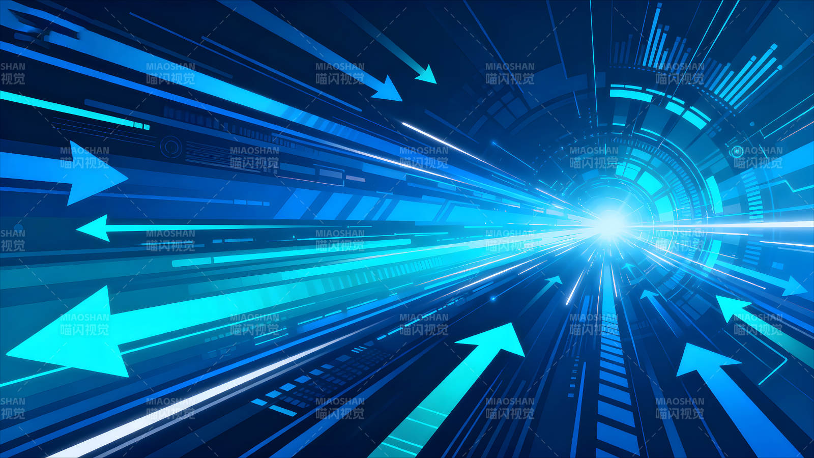 科技感十足的蓝色箭头背景图片