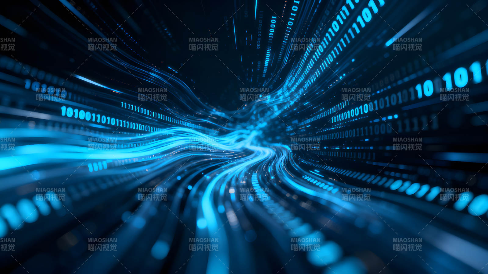 蓝色数据流动通道科技数字景象图片
