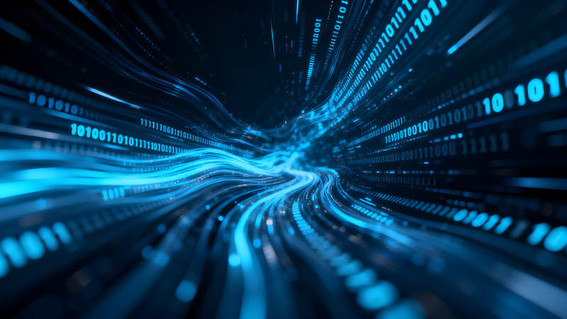 蓝色数据流动通道科技数字景象-图片