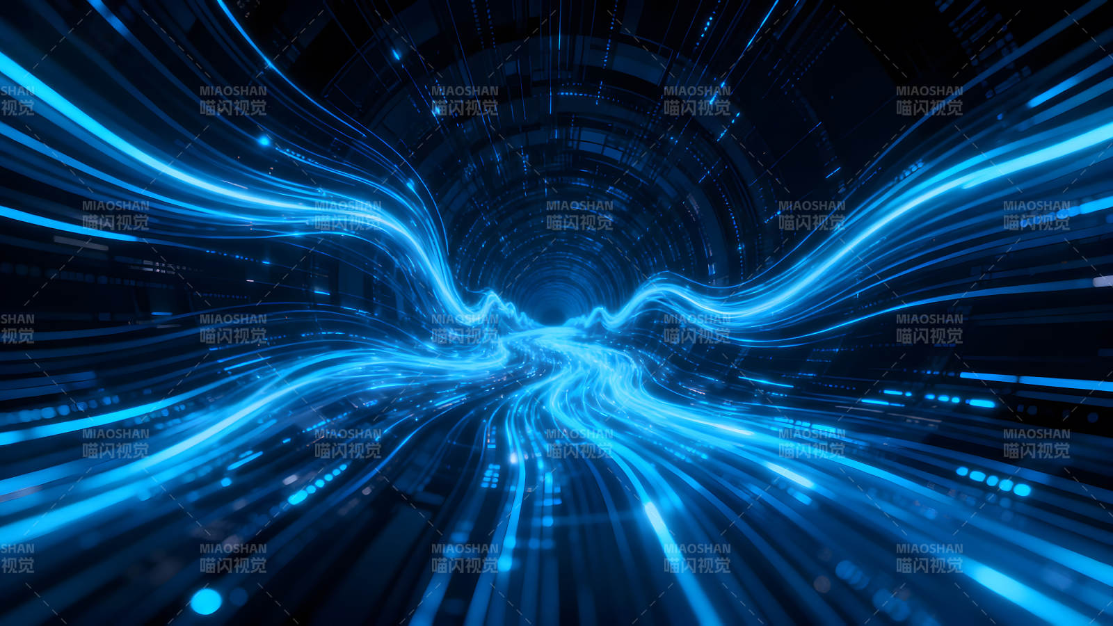 藍(lán)色科技隧道光線流動-圖片