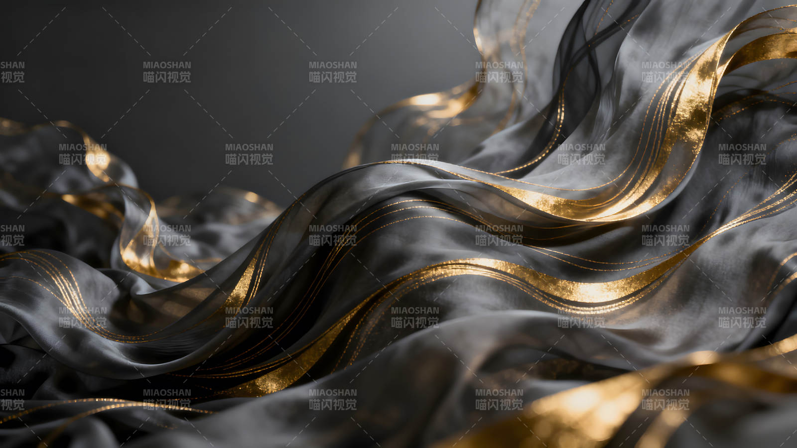 絲綢與金箔裝飾的抽象藝術-圖片