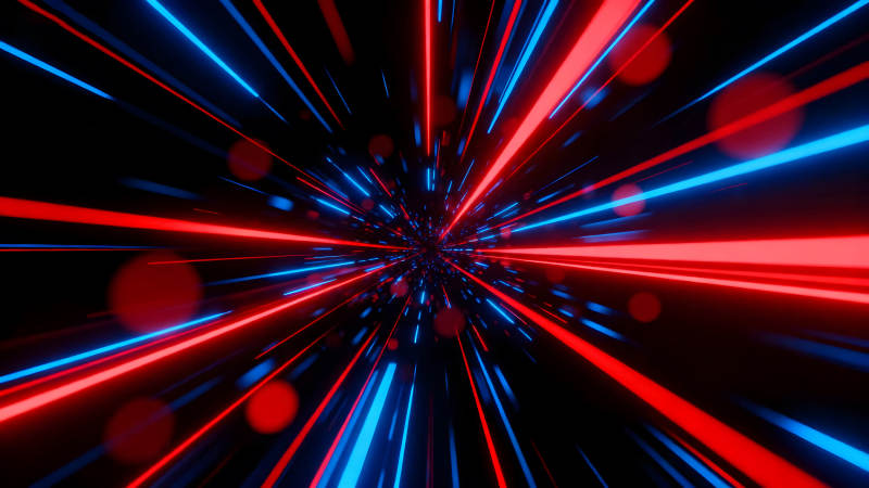 红蓝光线穿梭星空-图片