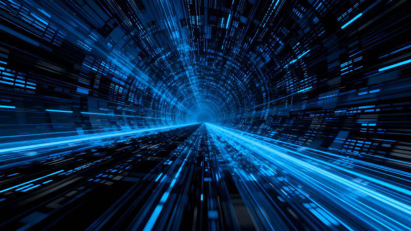 藍(lán)色科技隧道光線交織未來-圖片