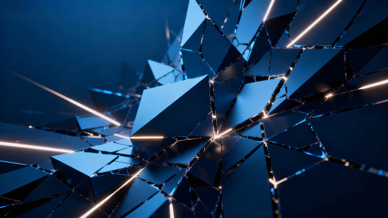抽象幾何圖形破碎發(fā)光藍色背景-圖片