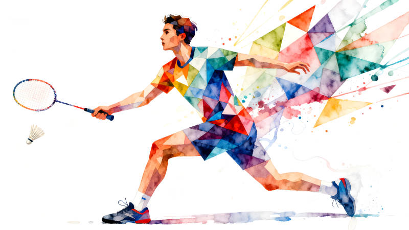 羽毛球運(yùn)動(dòng)員水彩風(fēng)格-圖片
