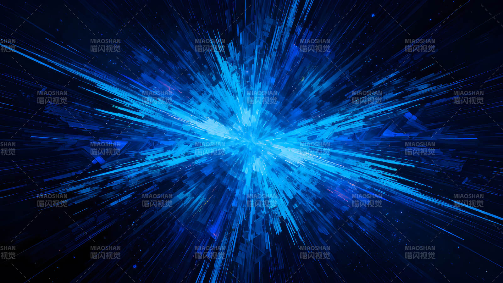 蓝色能量爆发抽象艺术星辰绽放-图片