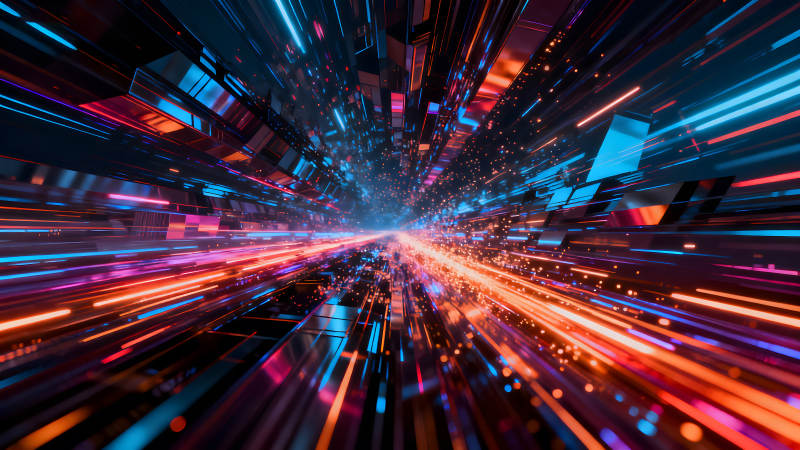 未來科技感抽象光線隧道-圖片