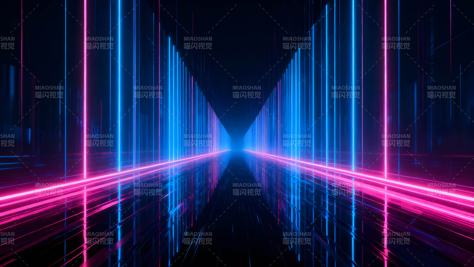 霓虹灯光隧道抽象场景-图片