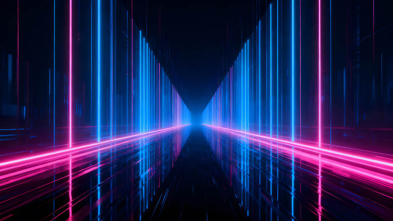 霓虹灯光隧道抽象场景-图片