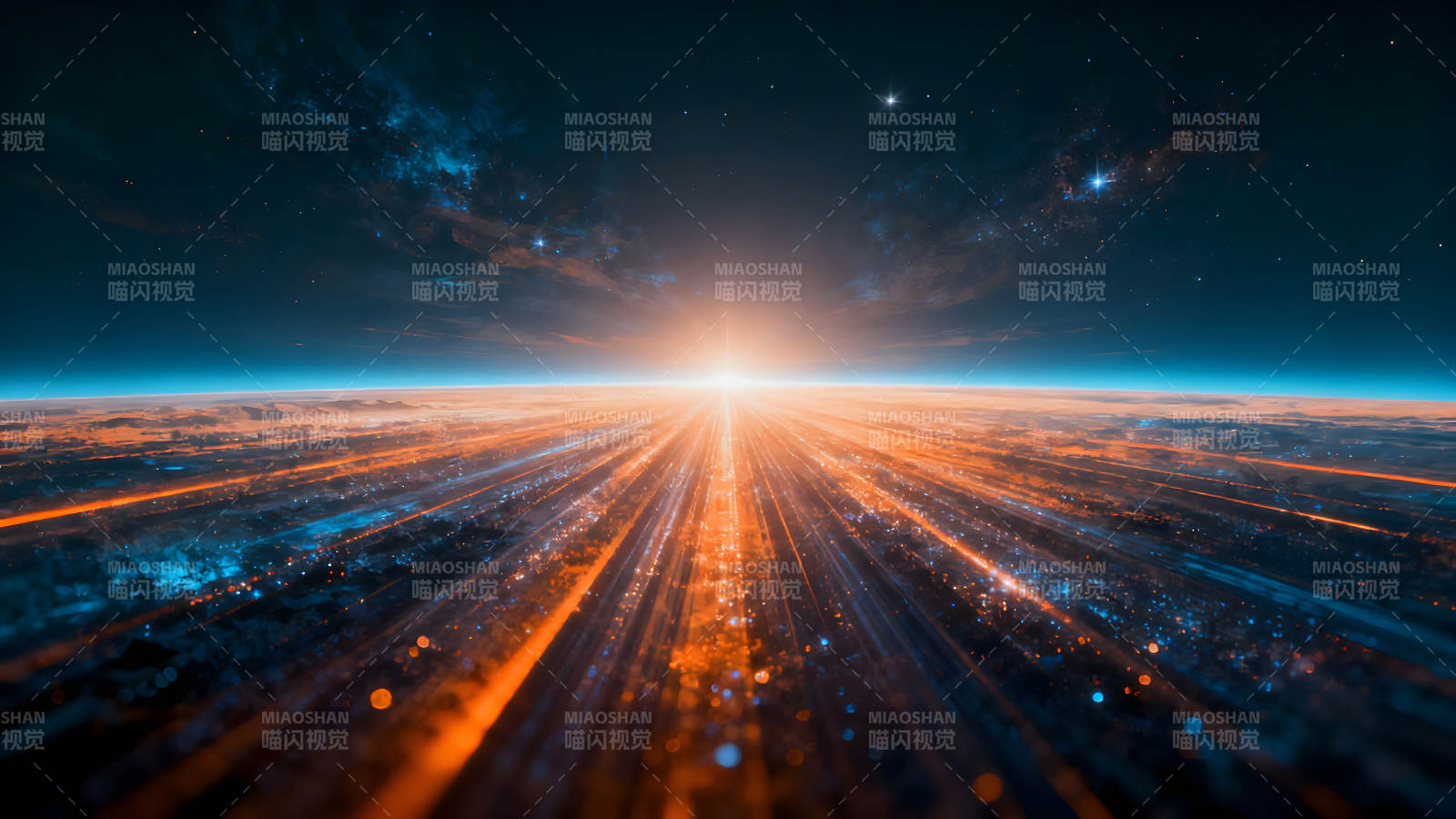 星空下的光芒穿透大地-圖片