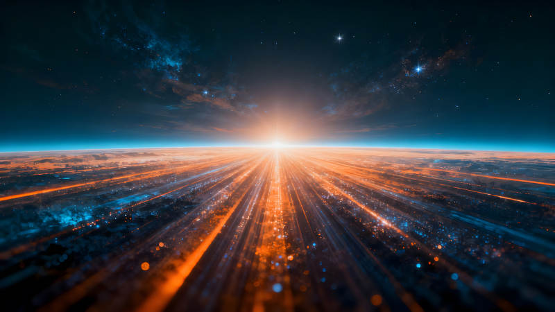 星空下的光芒穿透大地-圖片