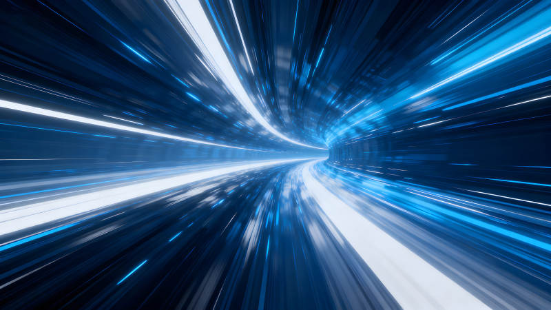 蓝光隧道科幻感十足图片