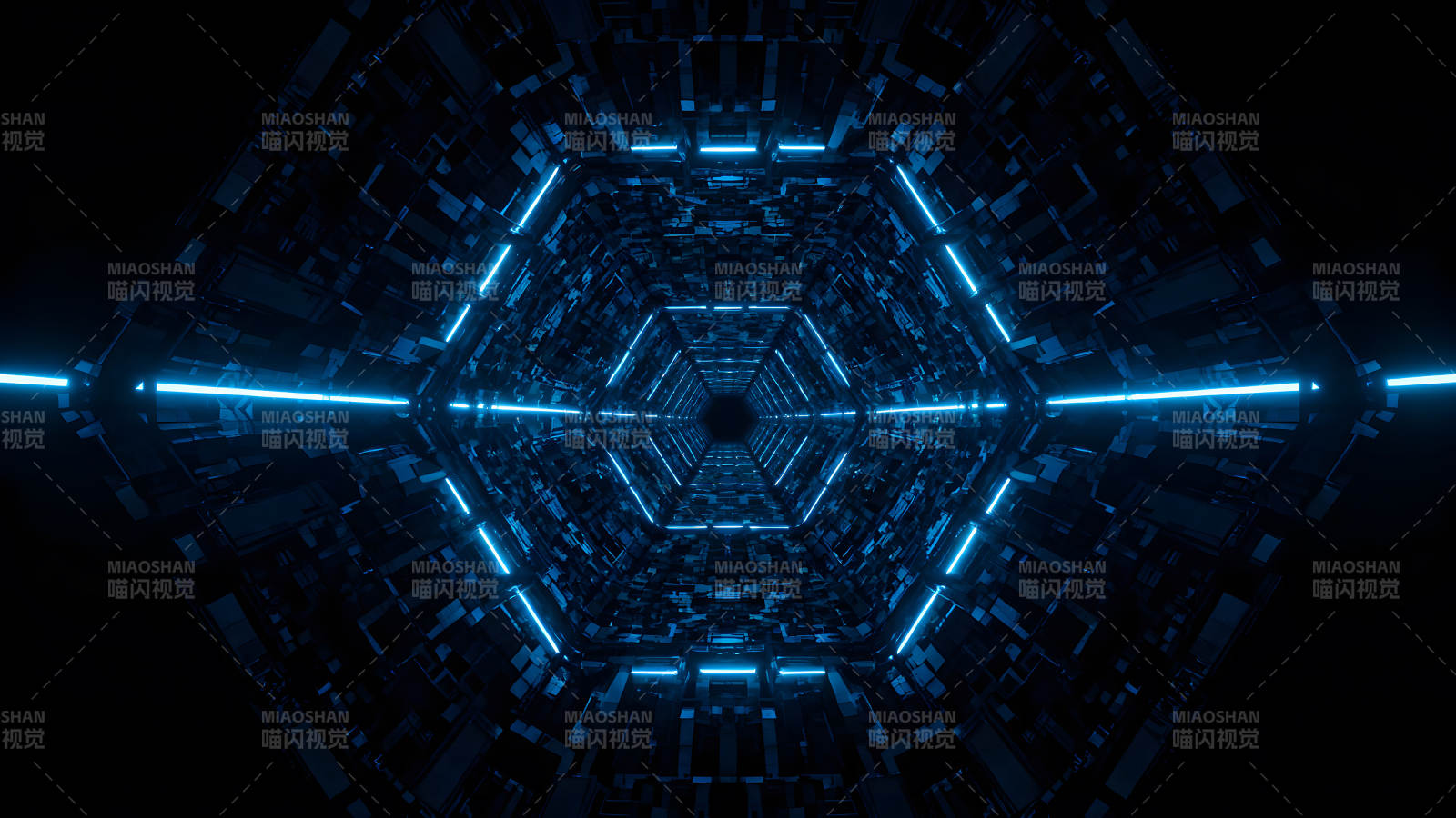 科幻隧道蓝光设计-图片