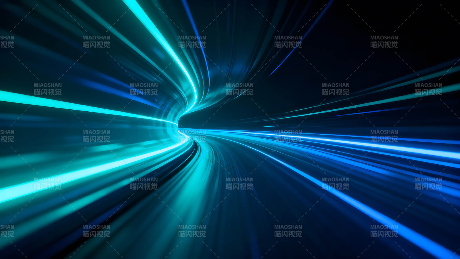 蓝色光线隧道穿越未来科技感十足-图片