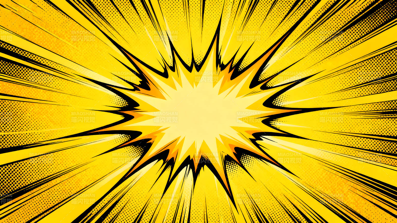 漫画爆炸效果图黄色背景爆发图案-图片