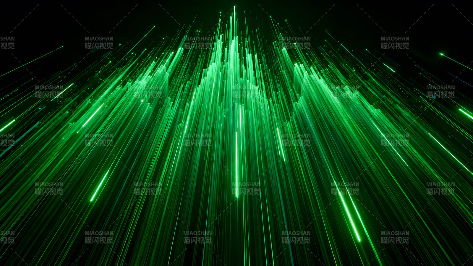 绿色线条向上延伸构成的抽象图案-图片