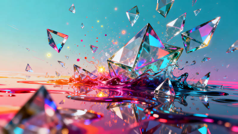 晶體在水面濺起的夢(mèng)幻景象-圖片