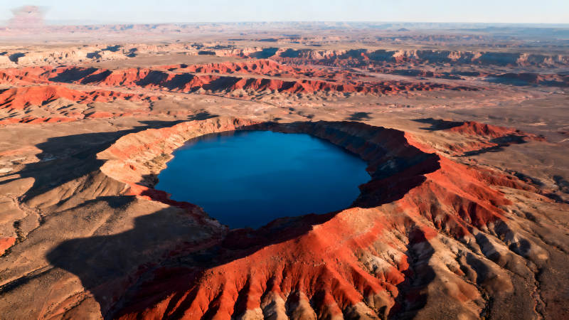 紅巖湖泊壯麗景象-圖片