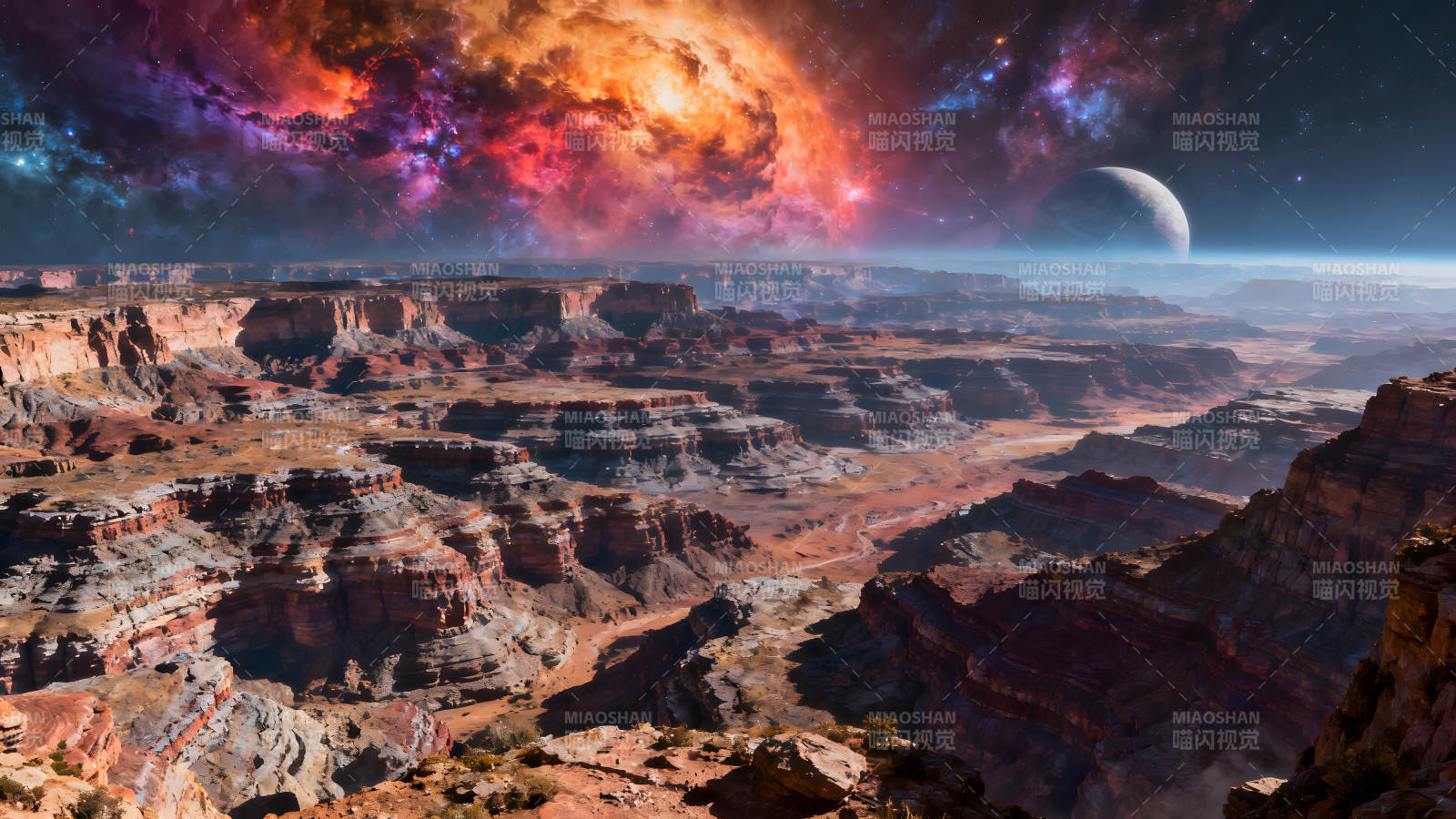 宇宙峽谷風景星云星球壯麗景觀-圖片